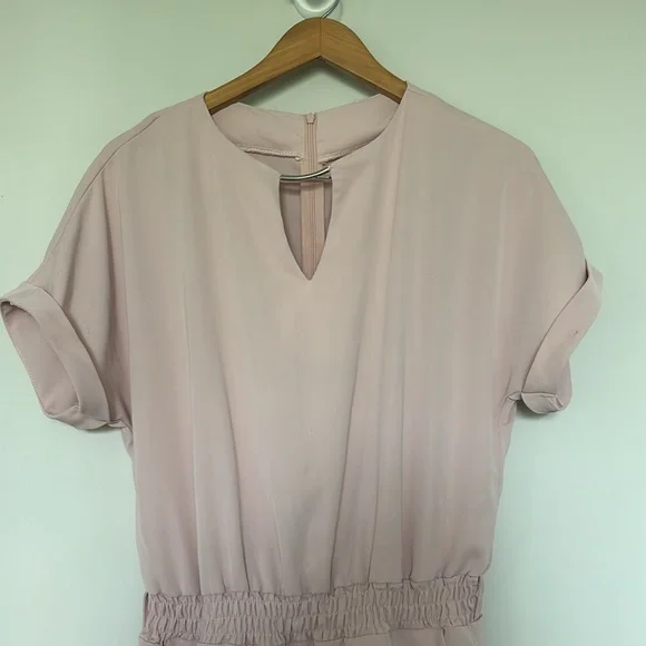 Women's Blush Pink Short-Sleeve Jumpsuit - Picture 2 of 10